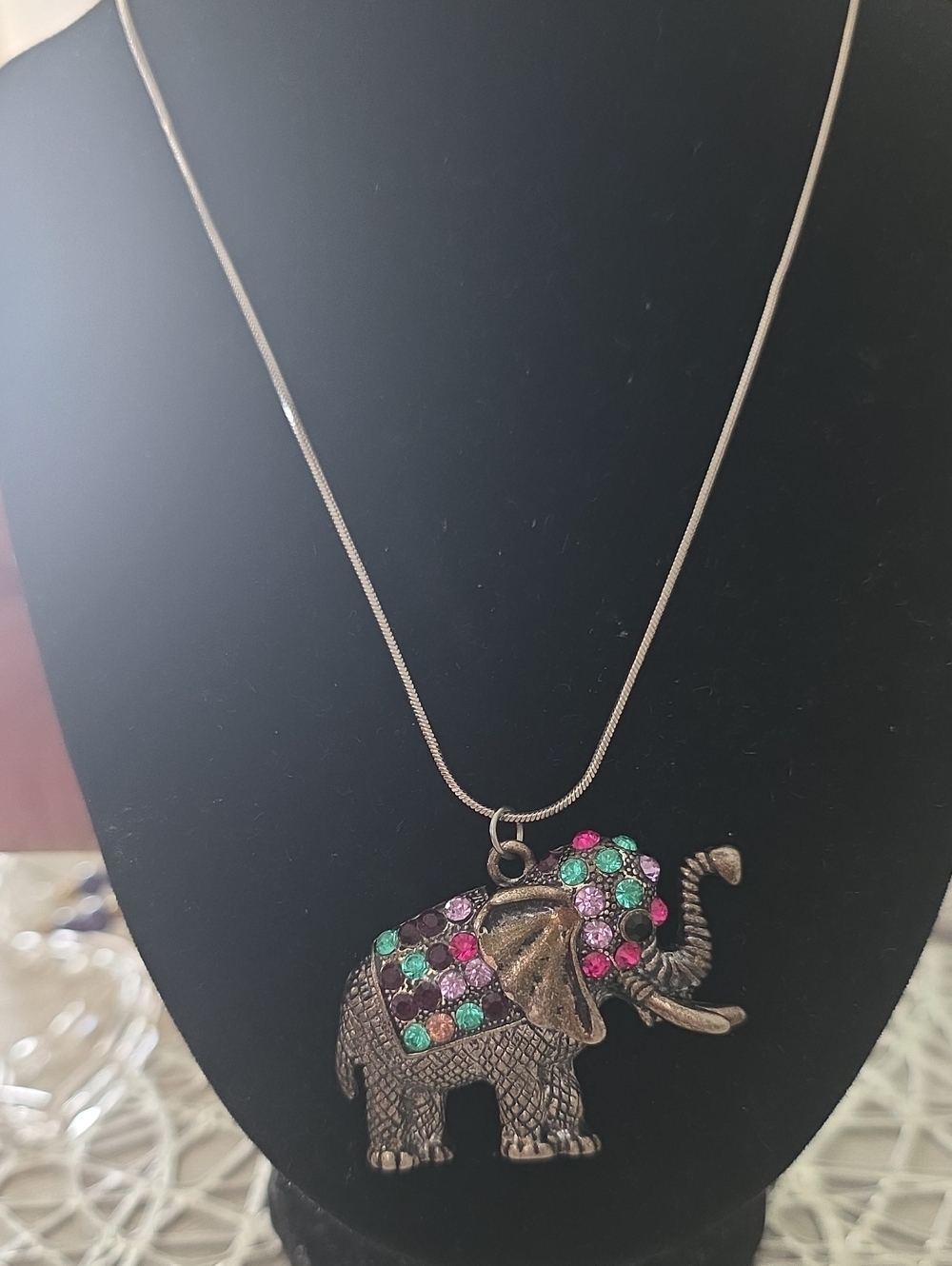 Multicolor Crystal Elephant Pendant Necklace - Women Jewelry